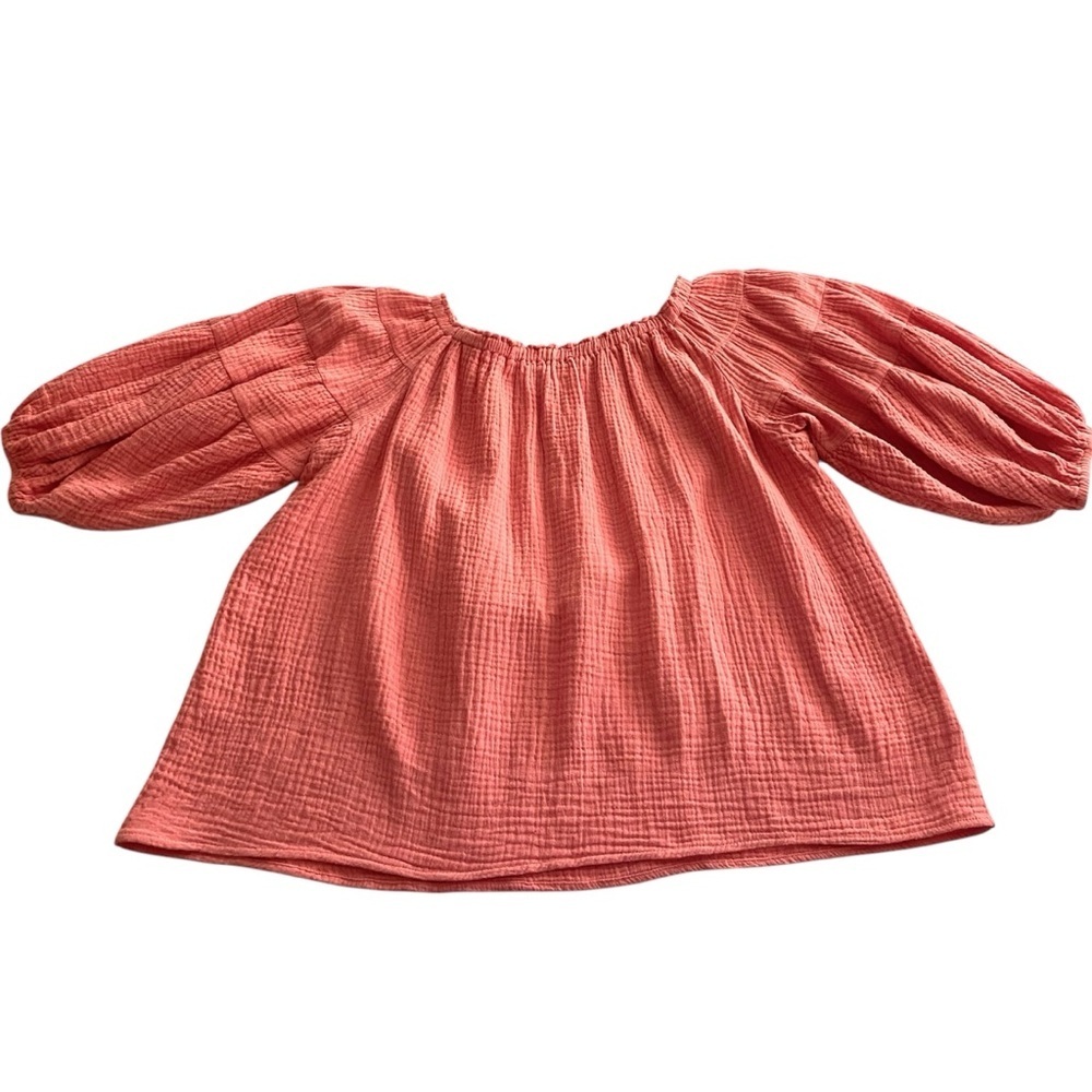 Before You Coral Cotton Top Size Medium Gauze Casual Off-Shoulder Summer Modest - Picture 4 of 12